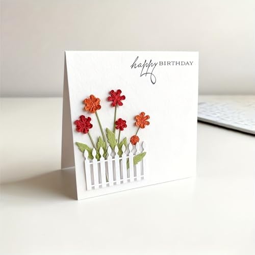 Lapoo Flowers Cutting Die for Scrapbooking - Durable Metal Cutting Die for DIY Scrapbook Photo Album Decorative Paper Card, Metal Card Making Supplies (Flowers in The Fence 3 x 2.1 in) - Image 3