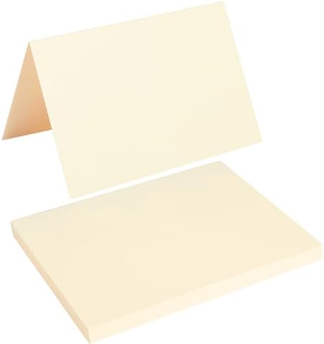 50 Pack Blank Folded Cardstock Cards, Cream Color, 4x6 by Toperd