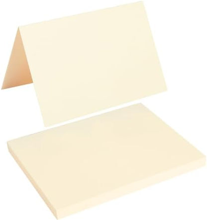50 Pack Blank Folded Cardstock Cards, Cream Color, 4x6 by Toperd