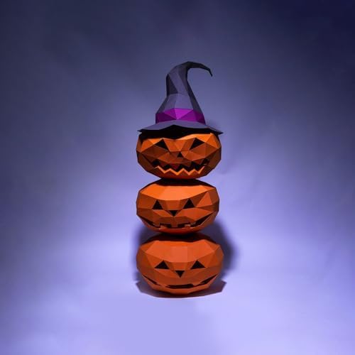 Elevate Your Home Decor with a Set of 4 Exquisite 3D Paper Animal Wall Art - Easy-to-Assemble Pre-folded & Pre-cut Papercraft Animal Model Kits（Halloween Pumpkin Monster） - Image 3