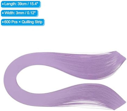 PATIKIL 600pcs Quilling Strips Paper 1/8"(3mm) 39cm Origami Paper Quilling Strip for Art DIY Craft Christmas, Light Purple - Image 2