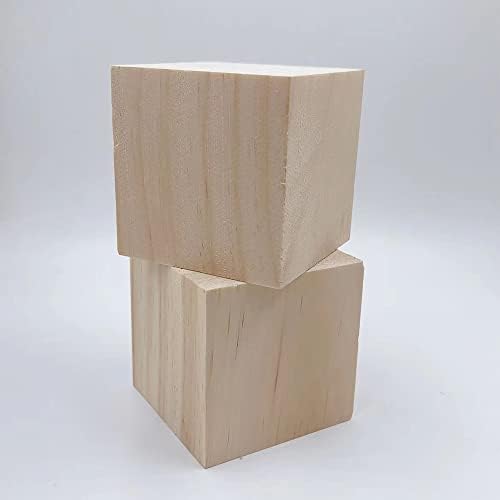 Wood Blocks for Crafts, Large Unfinished Wood Cubes, 3 Inch Natural Wooden Blocks, Pack of 2 Pine Square Blocks for Arts and Crafts and DIY Projects - Image 3
