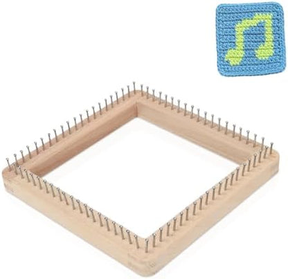 HERCHR Wooden Knitting Loom, Wooden Loom Frame Weaving Loom DIY Solid Wood Multifunctional Blanket Crochet Loom Knitting Board Loom Tool for DIY Weaving Beginner Children Adults, 20 * 20cm by HERCHR