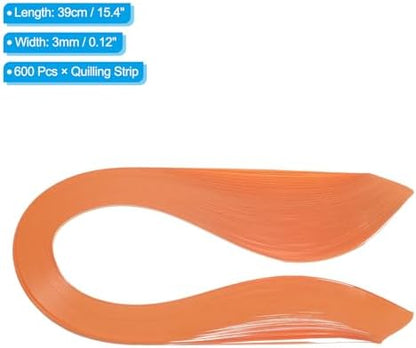 PATIKIL 600pcs Quilling Strips Paper 1/8"(3mm) 39cm Origami Paper Quilling Strip for Art DIY Hand Craft Christmas, Coral Orange - Image 2