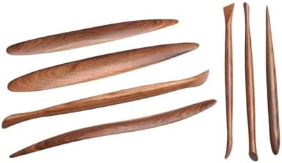 7-Piece Mahogany Clay for SCULPTURE Tools Set, Hand-Carved Redwood Pottery Modeling Kit for Ceramics Art, 14.7-18.5cm - Image 2
