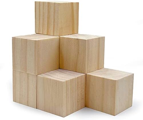 Wood Blocks for Crafts, Unfinished Wood Cubes, 2 Inch Natural Wooden Blocks, Pack of 8 Wood Square Blocks, Wooden Cubes for Arts and Crafts and DIY Projects by SIWUCHYE