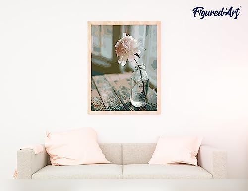 Figured'Art Paint by Numbers Kit for Adults White Flower 16"x20" - Craft Art Painting Rolled Canvas with DIY Wooden Frame - Image 4
