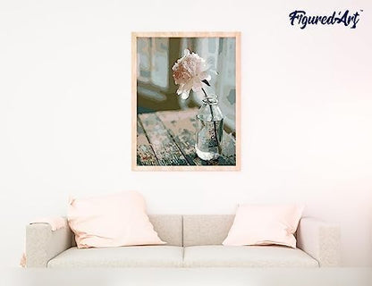 Figured'Art Paint by Numbers Kit for Adults with Frame White Flower 16"x20" - Craft Art Painting DIY Kit Canvas Already Stretched on a Wooden Frame - Image 4