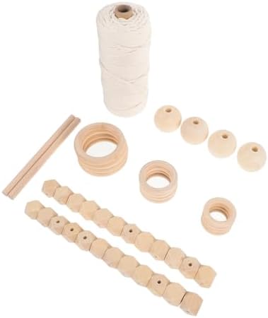 Vaguelly DIY Macrame Kit Cotton Cord and Wood Beads 1 Set for Beginners Handmade Tapestry Craft Supplies for Home Decor by Vaguelly