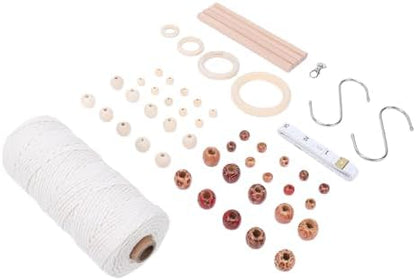 Macrame Kit for Beginners, Supplies with 3mm 115Yard Cotton Rope Beads Rings for DIY Wall Hanging by Evgatsauto