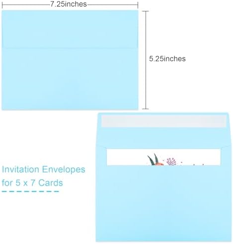 50 Packs Blue 5x7 Envelopes, Blue Envelopes 5x7, A7 Invitation Envelopes Self Seal for Weddings, Invitations, Photos, Greeting Cards, Mailing - Image 2