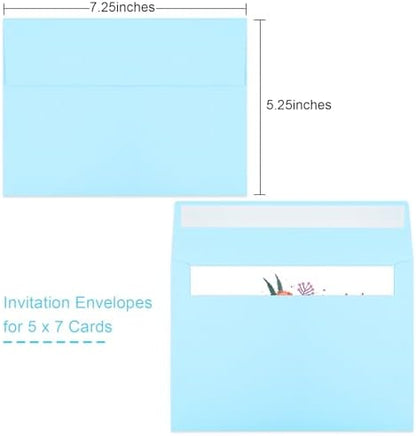 50 Packs Blue 5x7 Envelopes, Blue Envelopes 5x7, A7 Invitation Envelopes Self Seal for Weddings, Invitations, Photos, Greeting Cards, Mailing - Image 2