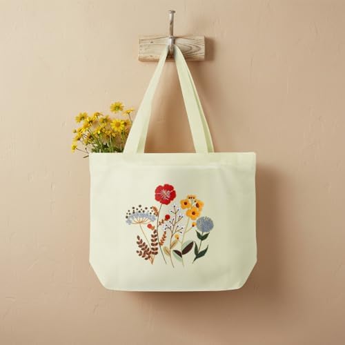 ERKOON Canvas Tote Bag Embroidery Kit for Beginners, Floral Arts Crafts Cross Stitch Kits for Adults Including Stamped Embroidery Bag with Hoops, Needle, Instruction and Color Threads (Flower) - Image 5