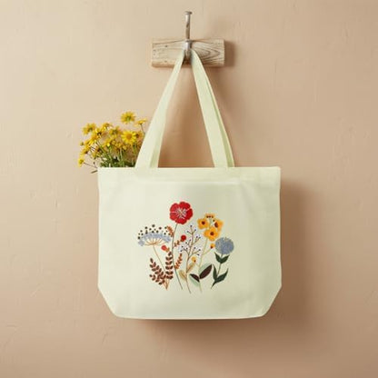 ERKOON Canvas Tote Bag Embroidery Kit for Beginners, Floral Arts Crafts Cross Stitch Kits for Adults Including Stamped Embroidery Bag with Hoops, Needle, Instruction and Color Threads (Flower) - Image 5