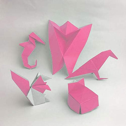 [Taro's Origami Studio] Standard 6 Inch One Sided Single Color (Pink) 50 Sheets (All Same Color) Square Easy Fold Premium Japanese Paper for Beginner (Made in Japan) - Image 3