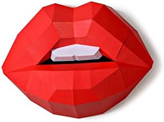 Woman Lips DIY Paper Craft Kit，Pre Cut 3D Papercraft for wall decoration, Creattive 3D Low Poly Puzzle wall deco,Multi Color Options,Accessories Included, with Quality Paperstock ，100% Recycled… - Image 3