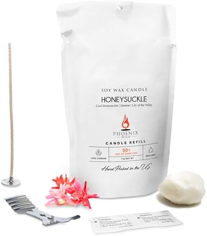 Phoenix Wick Candle Making Kit – Transform Anything Into A Candle – Candle Making Kit with Wick + 7oz Wax (Honeysuckle Scent) by PhoenixWick