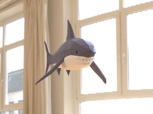 Shark Paper Sculpture,Pre-Cut DIY Papercraft Kit,Handmade Sea Animal Figurine, Color,Low Poly Home Decor,All Accessories Included - Image 4