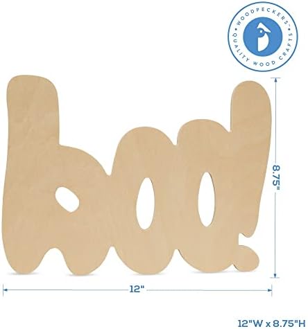 Wood Boo Cutout 12 x 8-3/4 Inch, Pack of 3 Unfinished Wooden Cutouts for Crafting, and DIY Halloween Décor, by Woodpeckers - Image 2