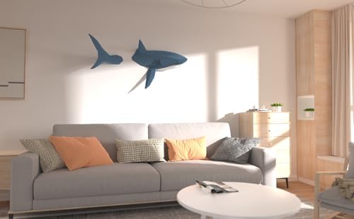 Shark on Wall Paper Sculpture,Right Side,Pre-Cut DIY Papercraft Kit,Handmade Wild Animal Figurine,3D Paper Art,Low Poly Wall Decor,All Accessories Included,DIY Teens Gift - Image 6