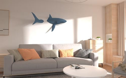 Shark on Wall Paper Sculpture,Right Side,Pre-Cut DIY Papercraft Kit,Handmade Wild Animal Figurine,3D Paper Art,Low Poly Wall Decor,All Accessories Included,DIY Teens Gift - Image 6