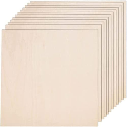 12 Pack 12 x 12 x 1/16 Inch-2 mm Thick Basswood Sheets for Crafts Unfinished Plywood Sheet Square Craft Wood Sheet Boards for DIY Projects, Architecture Models, Engraving, Wood Burning, Staining by AWIZOM