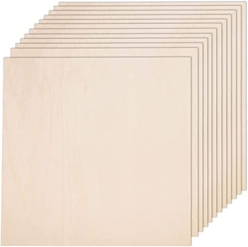 12 Pack 12 x 12 x 1/16 Inch-2 mm Thick Basswood Sheets for Crafts Unfinished Plywood Sheet Square Craft Wood Sheet Boards for DIY Projects, Architecture Models, Engraving, Wood Burning, Staining by AWIZOM