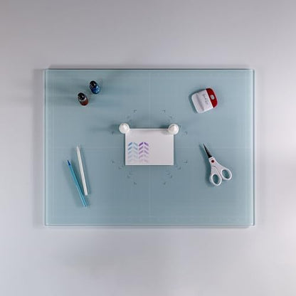 GLASSBOARD STUDIO Aqua Glass Craft Mat (9x12in) - Magnetic, Heat & Scratch Resistant, Stain-Proof for Crafting, Cutting, Painting, Mixed Media Artwork - Grid & Angle Lines, Non-Slip Rubber Feet - Image 3