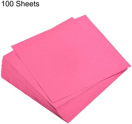 MECCANIXITY 100 Sheets Origami Paper Double Sided Fluorescent Pink 6x6 Inch Square Sheet for Art Craft Project, Beginners, Gifts Decor - Image 3