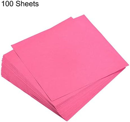 MECCANIXITY 100 Sheets Origami Paper Double Sided Fluorescent Pink 6x6 Inch Square Sheet for Art Craft Project, Beginners, Gifts Decor - Image 3
