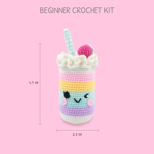 HOUSE CREATIVITY Crochet Kit for Beginners, Make a Cup with Straw, Amigurumi Crochet Kit with Video Tutorial, Complete Set with Yarn, Hook & Stuffing, Cozy Stress Relief Gift for Adults & Kids - Image 2