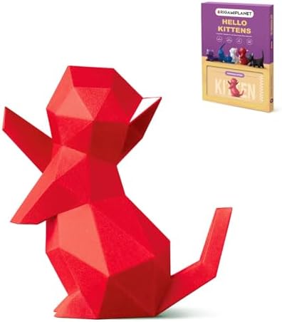 3D Origami Paper Craft Kit, Starpaw Kitten Cute DIY Pre-Cut Animal Papercraft Model for Beginners, Fun Handmade Home Decoration Gift for Adults & Teens-Red by Unknown