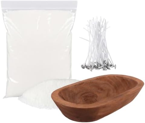 2LB Pure White Pearl Wax DIY Candles，Snow Sand Wax DIY Candle Making Kit - Complete Set with Wooden Bowl, 20 Cotton Wicks for Easy Crafting & Home Decor. - Image 2