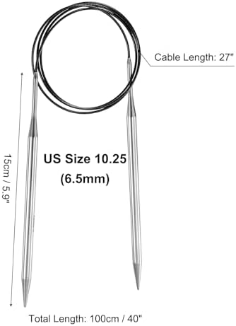 uxcell US 10.25(6.5mm) Knitting Circular Needle 40 Inch(100cm) Metal Round Stainless Steel Needle with Large Eye Sewing & Stitch Markers for Handmade Projects DIY Knit Blankets - Image 2