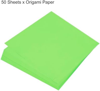 MECCANIXITY 50 Sheets Origami Paper Double Sided 8x8 Inch(20x20cm) Square Sheet for Art Craft Project, Beginners, Gifts Decor, Grass Green - Image 3