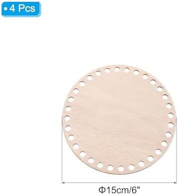 PATIKIL 6" Diameter Crochet Basket Bottom, 4Pcs Round Blank Crochet Knitting Wooden Base for DIY Crafts Weaving Basket Making Supplies Home Decoration, Brown - Image 2