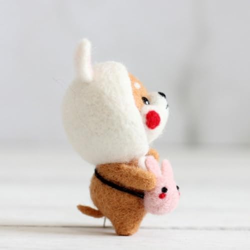 MOPFOL Needle Felting Kit 4 Styles - DIY Wool Craft with Foam Pad, Felting Needles & Accessories for Animal Doll Making(Bunny Shiba Inu) - Image 5