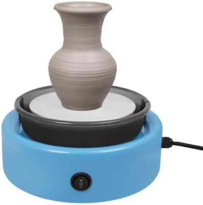 Mini Pottery Wheel Machine Complete Set, Ceramic Machine with Pedal Speed 0-160rpm, Splash-Proof Bowl, Low Noise, Removable Turntable and Splash Guard Bowl for Home Craft Room Blue by Unknown