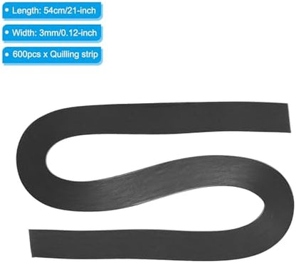 PATIKIL 600pcs Quilling Strips Paper 1/8"(3mm) 21"(54cm) Origami Paper Quilling Strip for Art DIY Hand Craft Christmas, Black - Image 2