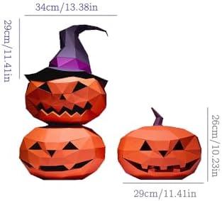 Elevate Your Home Decor with a Set of 4 Exquisite 3D Paper Animal Wall Art - Easy-to-Assemble Pre-folded & Pre-cut Papercraft Animal Model Kits（Halloween Pumpkin Monster） - Image 7