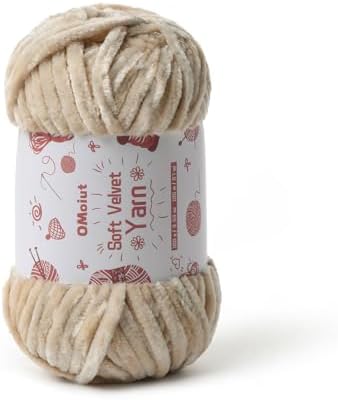 100g Fluffy Velvet Chenille Yarn for Crocheting and Knitting, 80m (87.5yd) Baby Yarn for Crocheting Soft, Crochet Chunky Yarns Amigurumi Yarns（Beige by OMoiut