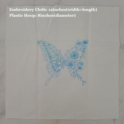Esffaci Embroidery Starter Kit for Adult Beginner with Butterfly Flower Pattern Hand Embroidery Set with Cloth Hoop Needle Threader Floss and Instruction - Image 3