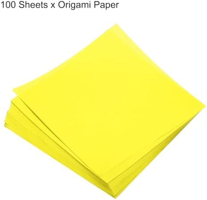 MECCANIXITY 100 Sheets Origami Paper Double Sided 8x8 Inch(20x20cm) Square Sheet for Art Craft Project, Beginners, Gifts Decor, Fluorescent Yellow - Image 3