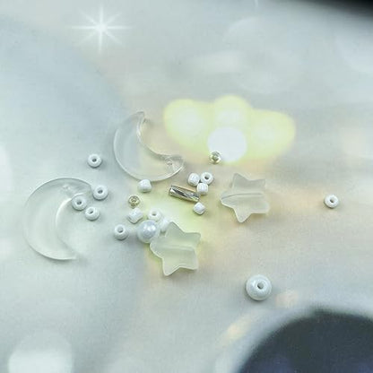 Assorted Glass Beads for Jewelry Making Multi Size Colors Glass Star Moon Seed Pearl Spacer Beads for Bracelets Necklace Earring Making(Frosted White) - Image 4