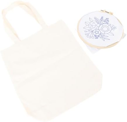 GLOGLOW Other Sewing and Embroidery Supplies Kit Beginner Embroidery Kit with Stamped Pattern Threads Hoop for Women Girls DIY Craft Project Canvas Bag Nan (White) - Image 2