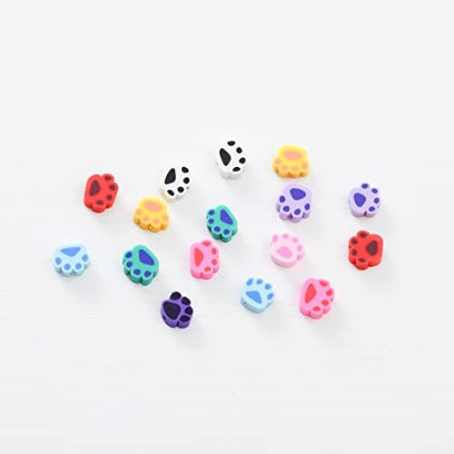 100pcs Colorful Paw Print Polymer Clay 10mm Spacer Beads for Women Jewelry Making DIY Bracelet Necklace Hair Clip(Colorful Paw Print) - Image 3