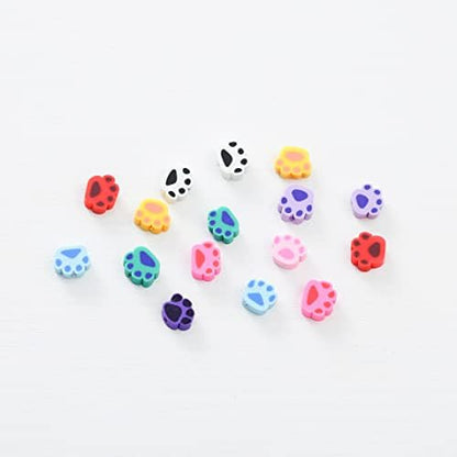 100pcs Colorful Paw Print Polymer Clay 10mm Spacer Beads for Women Jewelry Making DIY Bracelet Necklace Hair Clip(Colorful Paw Print) - Image 3