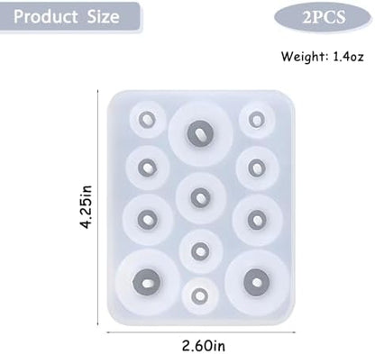Resin Silicone Molds for Jewelry Making, Set of 2, Ball Bead Designs with Hole, Suitable for DIY Earrings Necklaces - Image 2