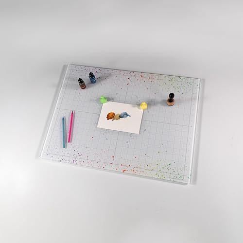 GLASSBOARD STUDIO Glass Craft Mat - Magnetic, Heat & Scratch Resistant - For Crafting, Cutting, Painting, Mixed Media Artwork - Grid Lines, Non-Slip Rubber Feet (Color Burst 18"L x 24"W) - Image 3