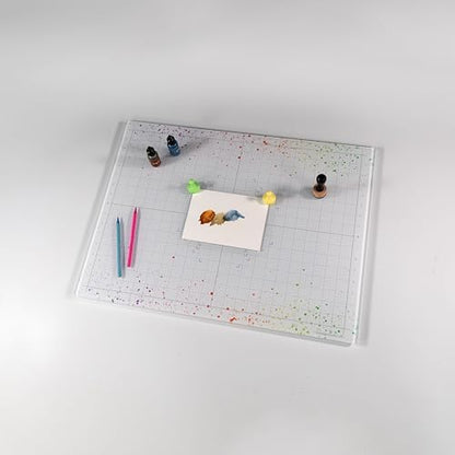 GLASSBOARD STUDIO Glass Craft Mat - Magnetic, Heat & Scratch Resistant - For Crafting, Cutting, Painting, Mixed Media Artwork - Grid Lines, Non-Slip Rubber Feet (Color Burst 18"L x 24"W) - Image 3